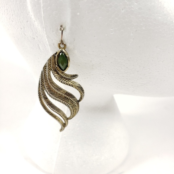 Jewelry - Metal Peacock Feather Air Element Earrings